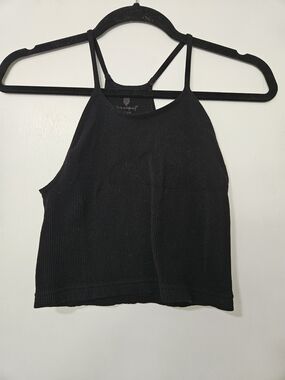FP Movement Happiness Runs Strappy Back Halter Crop Tank Black M/L